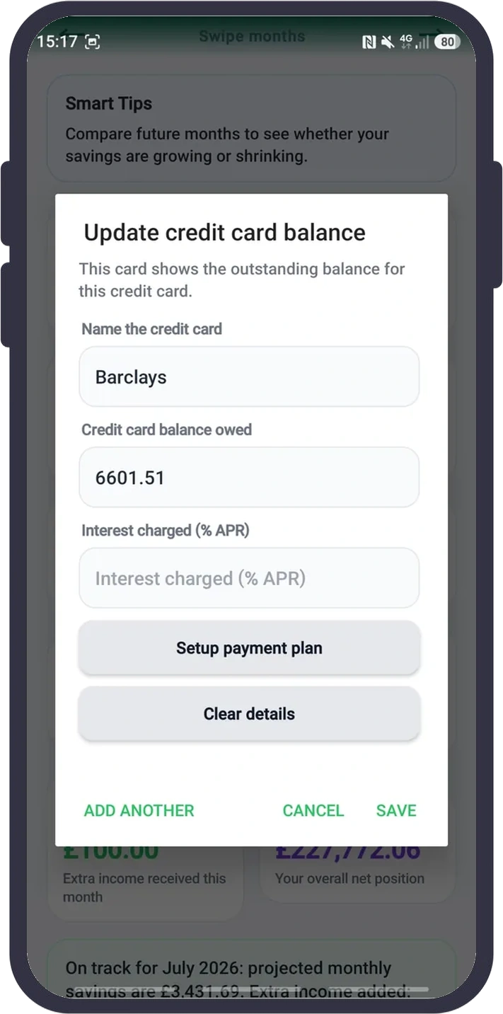 Credit Cards — My Money Planner screenshot